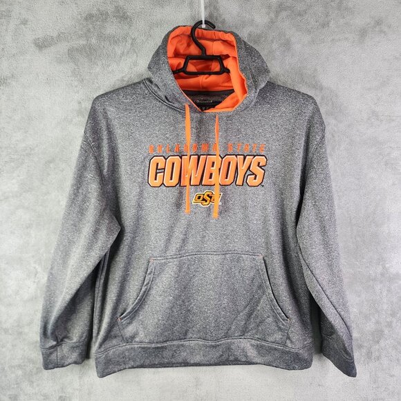 Mens Gray & Orange Champion Hoodie Sweatshirt Oklahoma State Cowboys Size XL - Picture 2 of 10